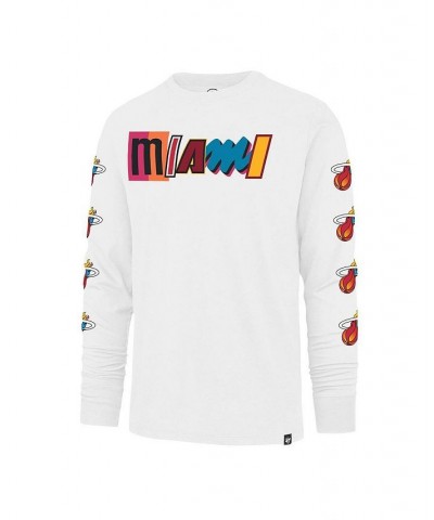 Men's White Miami Heat City Edition Downtown Franklin Long Sleeve T-shirt $23.50 T-Shirts