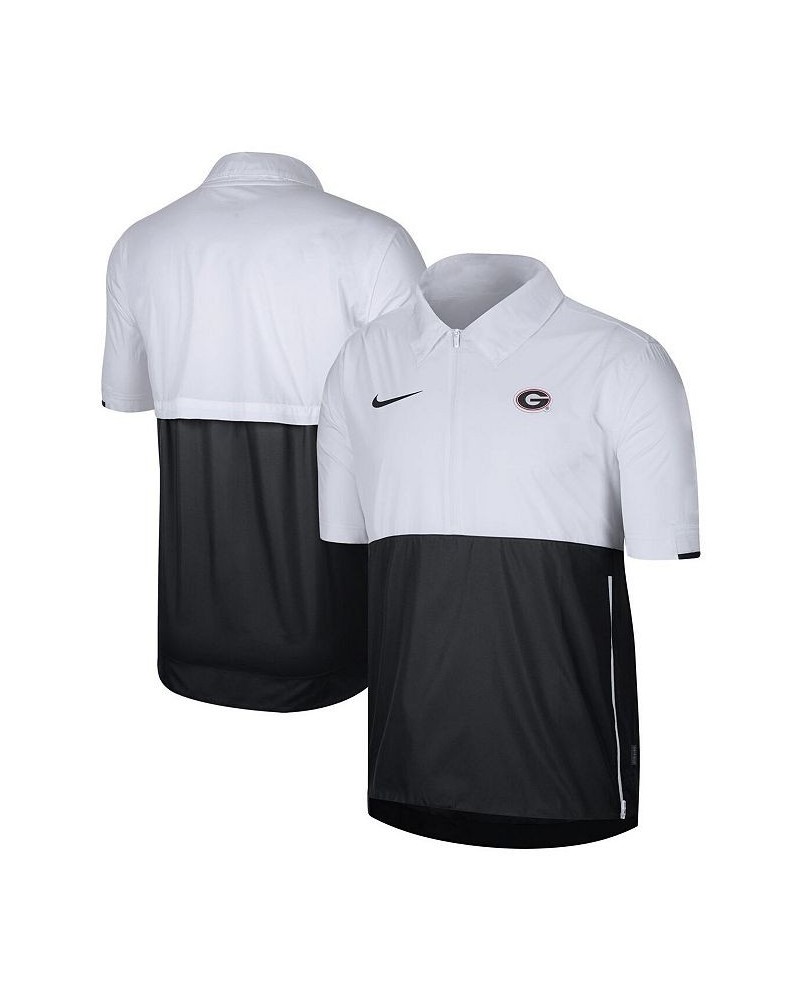 Men's White Georgia Bulldogs Coaches Half-Zip Pullover Jacket $34.40 Jackets