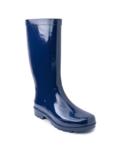 Women's Raffle Tall Rain Boots Blue $34.50 Shoes