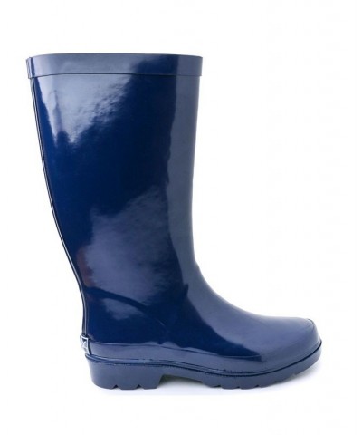 Women's Raffle Tall Rain Boots Blue $34.50 Shoes