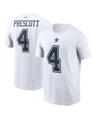 Men's Dak Prescott White Dallas Cowboys Name Number T-shirt $25.49 T-Shirts