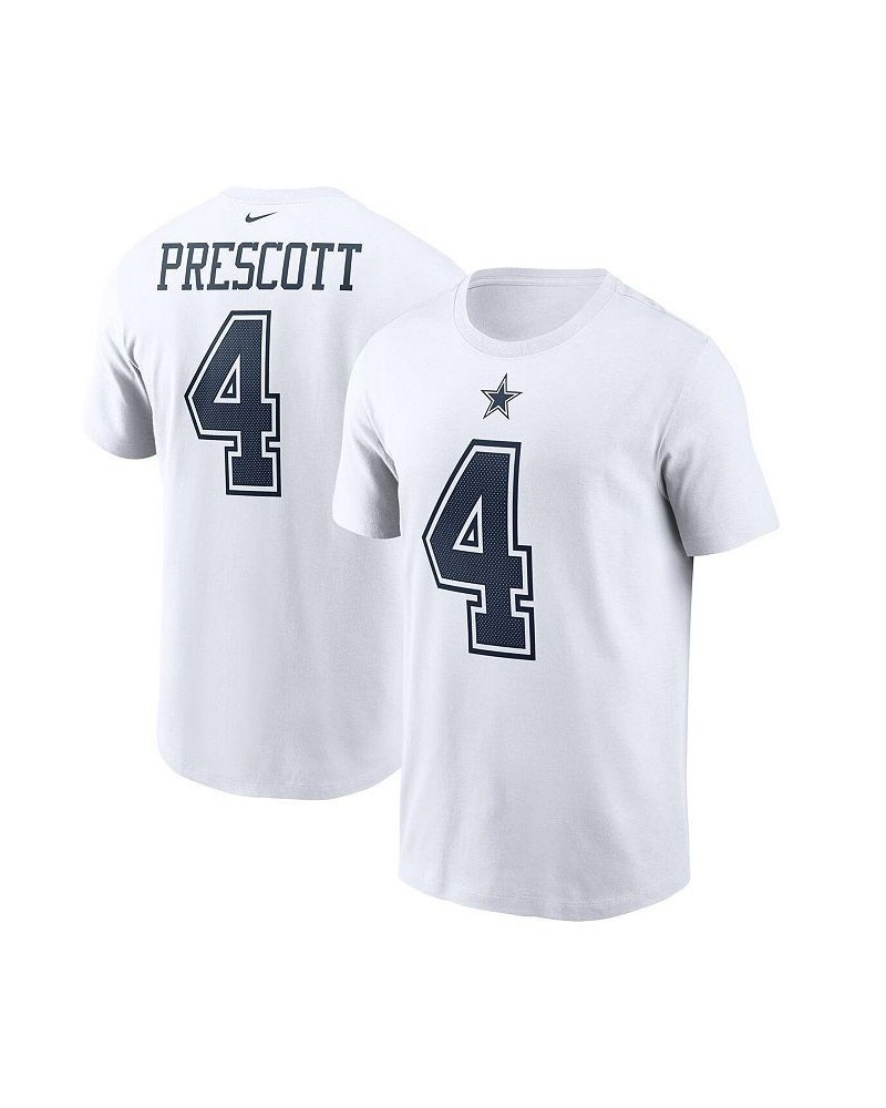 Men's Dak Prescott White Dallas Cowboys Name Number T-shirt $25.49 T-Shirts