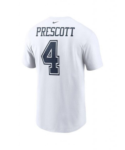 Men's Dak Prescott White Dallas Cowboys Name Number T-shirt $25.49 T-Shirts