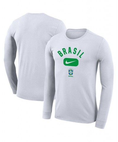 Men's White Brazil National Team Lockup Legend Performance Long Sleeve T-shirt $21.50 T-Shirts