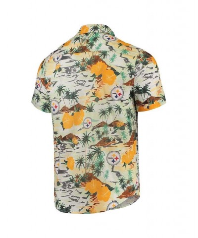 Men's Cream Pittsburgh Steelers Paradise Floral Button-Up Shirt $46.74 Shirts