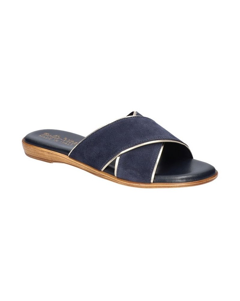 Women's Tab-Italy Slide Sandals Blue $42.00 Shoes