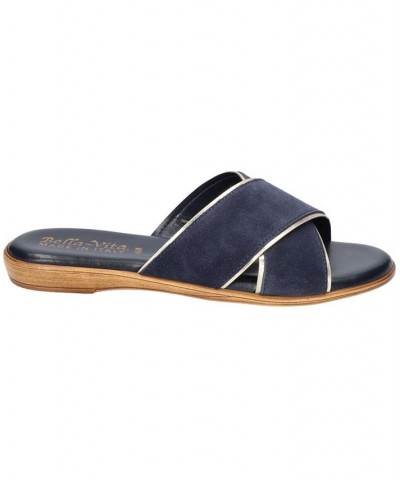 Women's Tab-Italy Slide Sandals Blue $42.00 Shoes