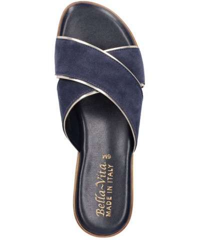 Women's Tab-Italy Slide Sandals Blue $42.00 Shoes