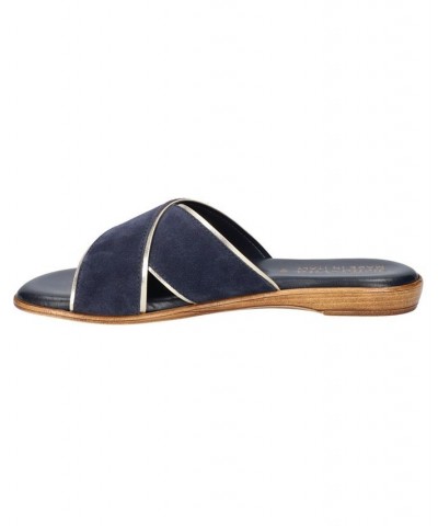 Women's Tab-Italy Slide Sandals Blue $42.00 Shoes