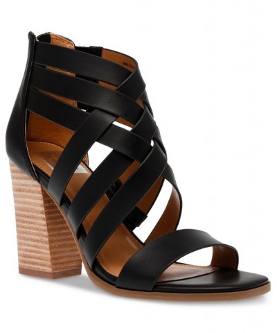 Women's Cluster Strappy City Sandals Black $36.49 Shoes