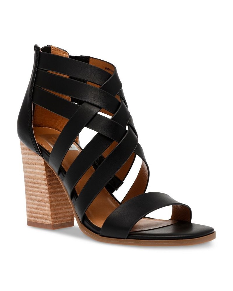 Women's Cluster Strappy City Sandals Black $36.49 Shoes