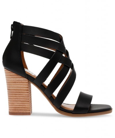 Women's Cluster Strappy City Sandals Black $36.49 Shoes