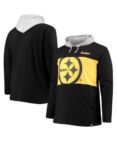 Men's Black Pittsburgh Steelers Big and Tall Logo Hoodie Long Sleeve T-shirt $31.34 T-Shirts