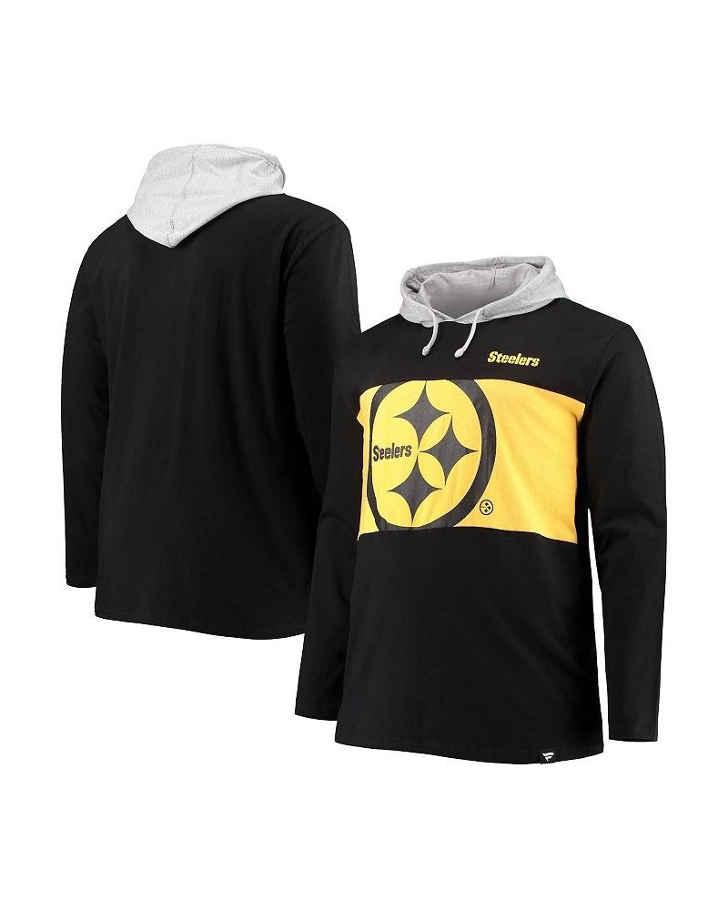 Men's Black Pittsburgh Steelers Big and Tall Logo Hoodie Long Sleeve T-shirt $31.34 T-Shirts