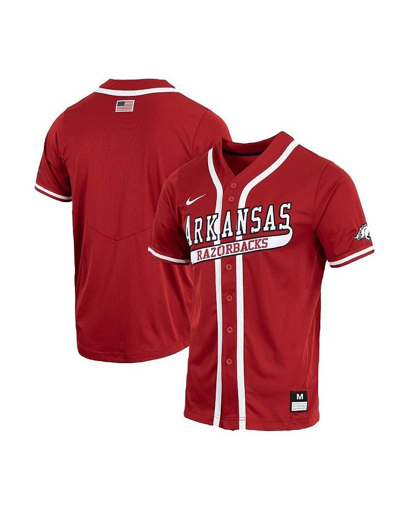 Men's Cardinal Arkansas Razorbacks Replica Full-Button Baseball Jersey $40.00 Jersey