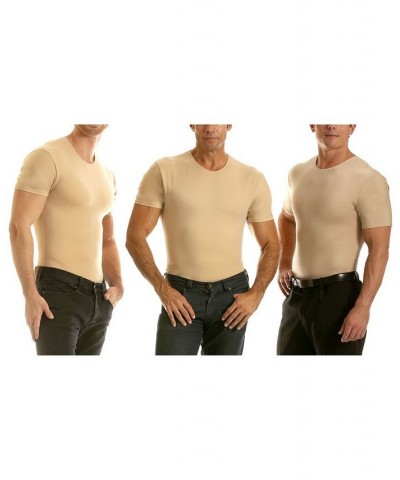 Men's Big & Tall Insta Slim 3 Pack Compression Short Sleeve Crew-Neck T-Shirts Tan/Beige $91.33 Undershirt