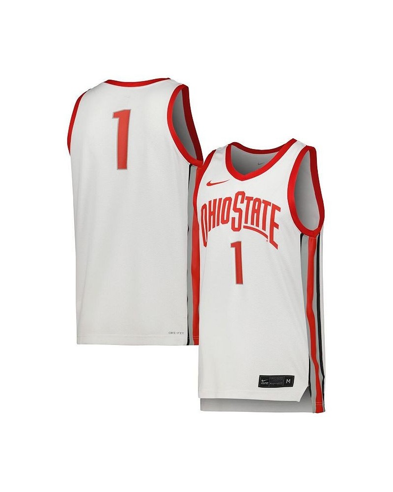 Men's 1 White Ohio State Buckeyes Team Replica Basketball Jersey $38.70 Jersey