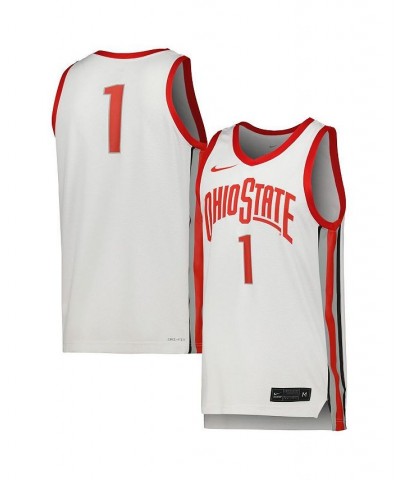 Men's 1 White Ohio State Buckeyes Team Replica Basketball Jersey $38.70 Jersey