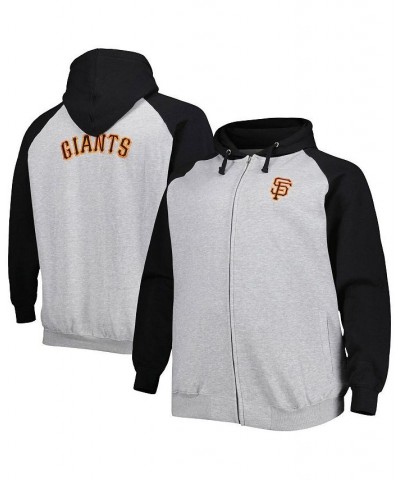 Men's Heather Gray, Black San Francisco Giants Big and Tall Raglan Hoodie Full-Zip Sweatshirt $43.20 Sweatshirt