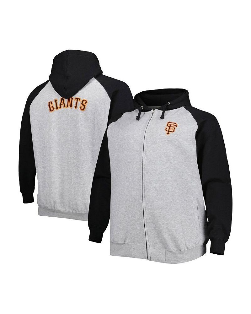 Men's Heather Gray, Black San Francisco Giants Big and Tall Raglan Hoodie Full-Zip Sweatshirt $43.20 Sweatshirt