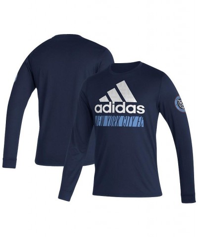 Men's Navy New York City FC Vintage-Like AEROREADY Long Sleeve T-shirt $28.49 T-Shirts