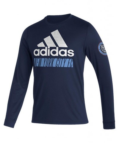 Men's Navy New York City FC Vintage-Like AEROREADY Long Sleeve T-shirt $28.49 T-Shirts