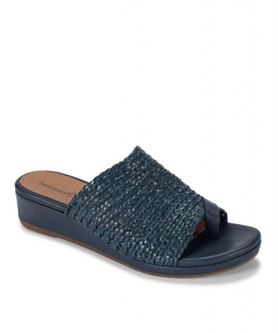 Abey Wedge Slide Sandals Blue $44.20 Shoes