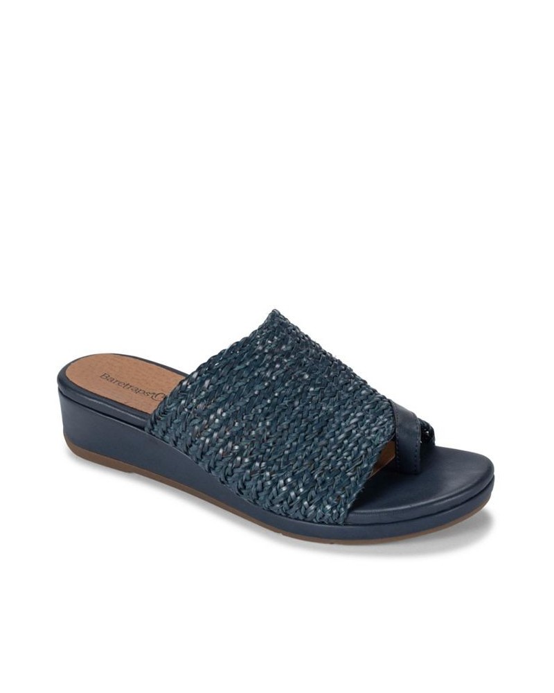 Abey Wedge Slide Sandals Blue $44.20 Shoes