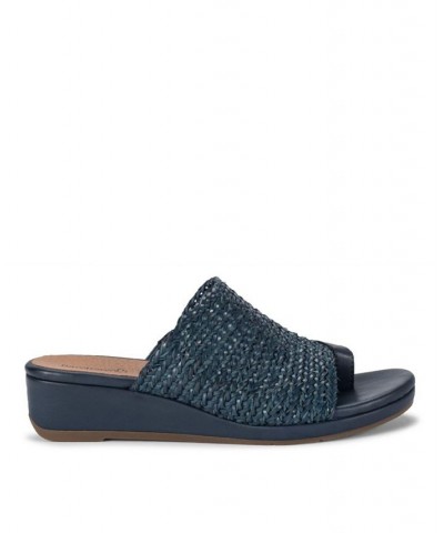 Abey Wedge Slide Sandals Blue $44.20 Shoes