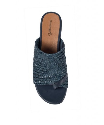 Abey Wedge Slide Sandals Blue $44.20 Shoes