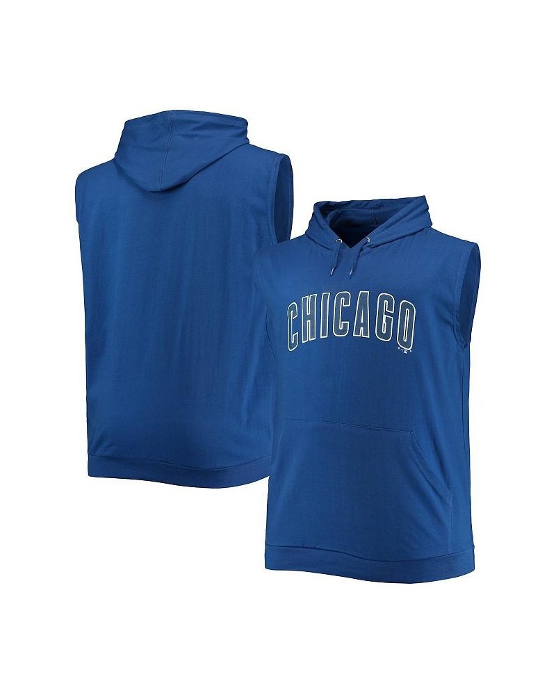 Men's Royal Chicago Cubs Jersey Muscle Sleeveless Pullover Hoodie $29.11 T-Shirts