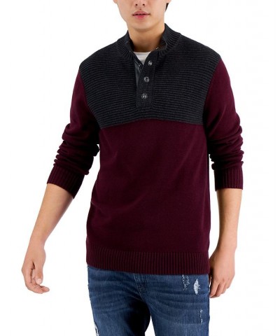 Men's Colorblocked Mock Neck Sweater Red $19.24 Sweaters