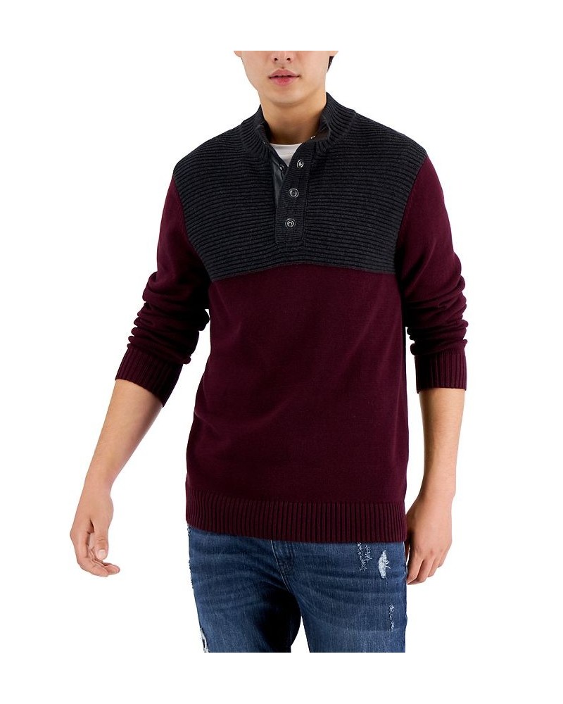 Men's Colorblocked Mock Neck Sweater Red $19.24 Sweaters