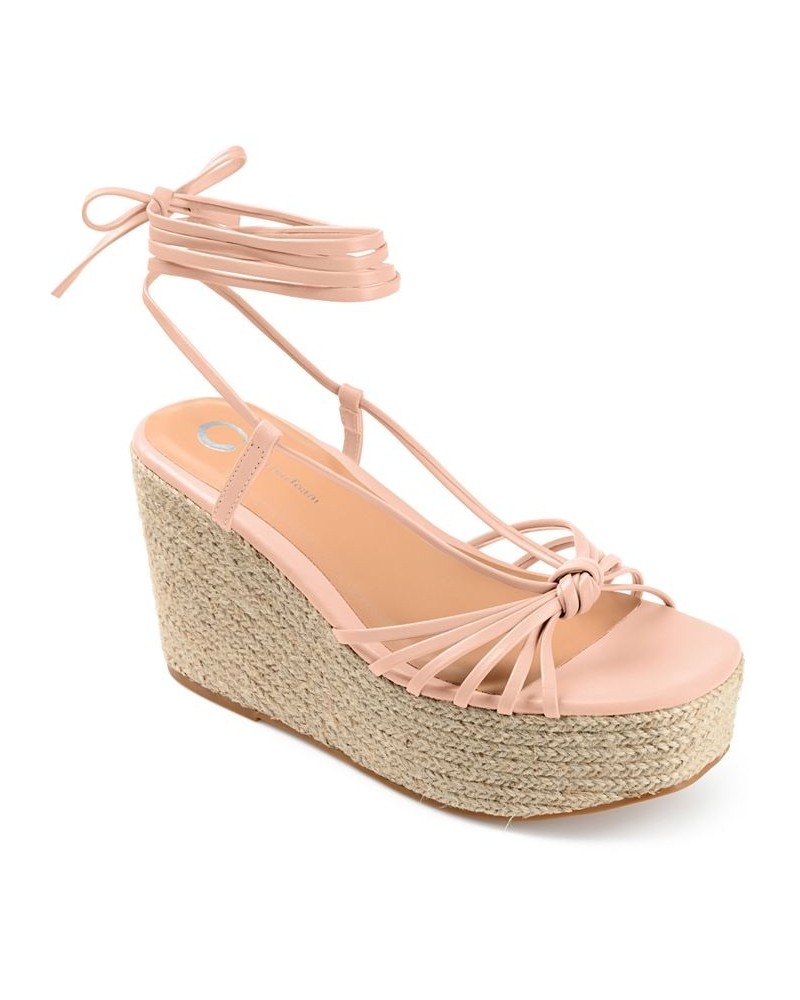 Women's Catalinn Tie-Up Espadrille Wedge Sandals Pink $48.00 Shoes