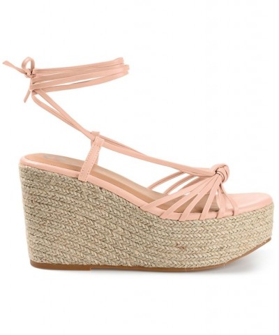 Women's Catalinn Tie-Up Espadrille Wedge Sandals Pink $48.00 Shoes