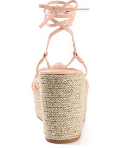 Women's Catalinn Tie-Up Espadrille Wedge Sandals Pink $48.00 Shoes