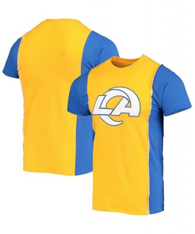 Men's Gold-Tone, Royal Los Angeles Rams Upcycled Split Logo T-shirt $27.72 T-Shirts