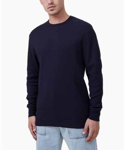 Men's Textured Long Sleeves T-shirt Blue $22.05 T-Shirts