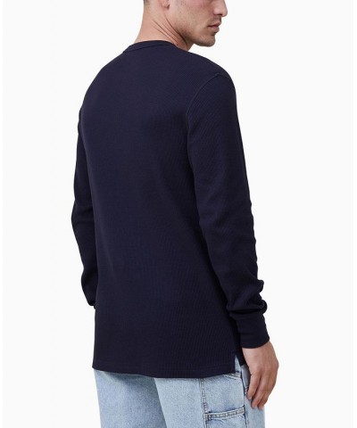 Men's Textured Long Sleeves T-shirt Blue $22.05 T-Shirts