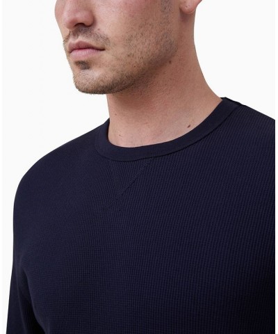 Men's Textured Long Sleeves T-shirt Blue $22.05 T-Shirts