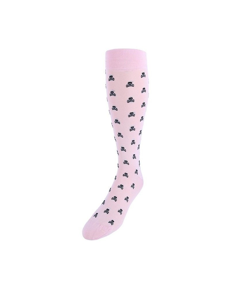 Rodger Skull and Cross Bones Over The Calf Mercerized Cotton Socks Pink $21.28 Socks