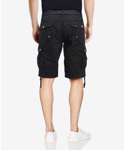 Men's Belted Multi Pocket Cargo Shorts Black $19.95 Shorts