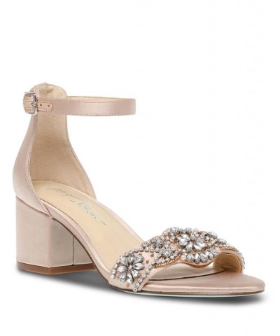 Betsey Johnson Women's Mel Block Heel Evening Sandals Tan/Beige $39.27 Shoes