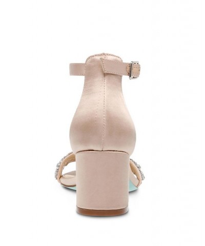 Betsey Johnson Women's Mel Block Heel Evening Sandals Tan/Beige $39.27 Shoes