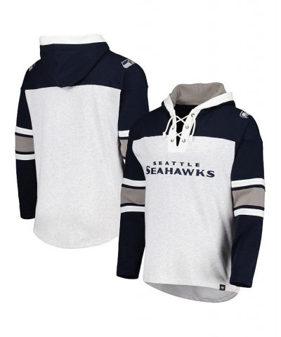 Men's Seattle Seahawks Heather Gray Gridiron Lace-Up Pullover Hoodie $49.20 Sweatshirt