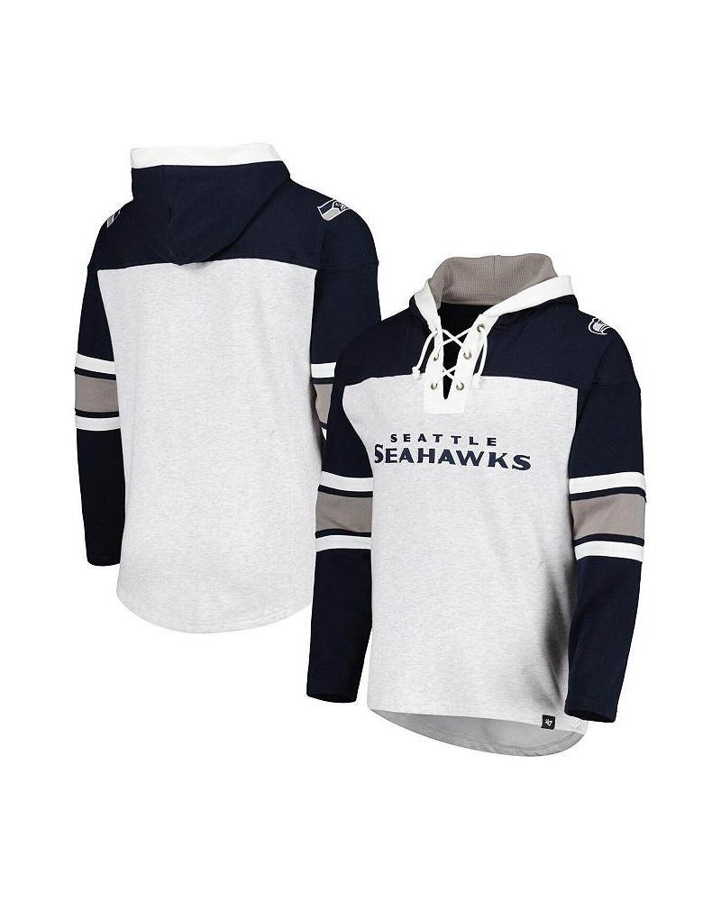 Men's Seattle Seahawks Heather Gray Gridiron Lace-Up Pullover Hoodie $49.20 Sweatshirt