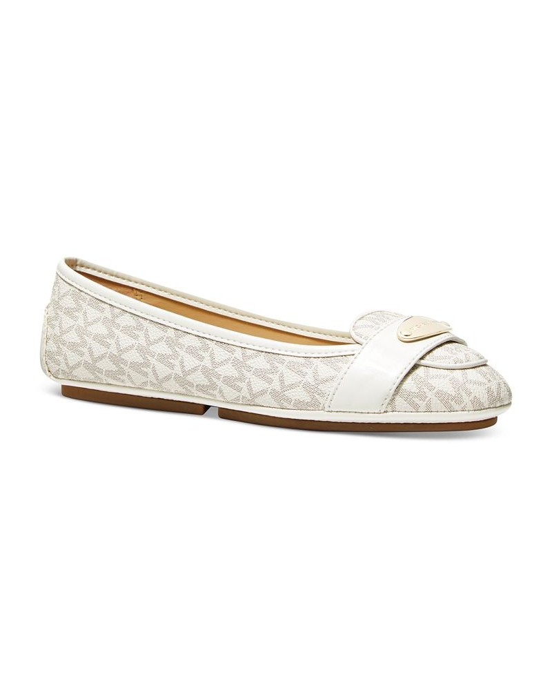 Women's MK Plate Slip-On Moccasin Flats Tan/Beige $42.50 Shoes