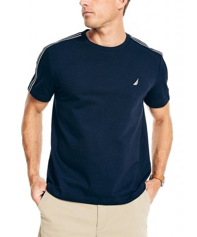 Men's Classic-Fit Shoulder-Stripe Short Sleeve Tee Shirt Blue $29.57 T-Shirts