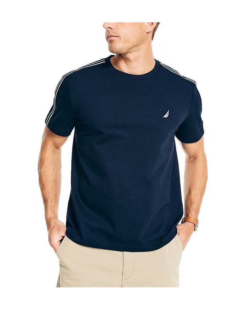 Men's Classic-Fit Shoulder-Stripe Short Sleeve Tee Shirt Blue $29.57 T-Shirts