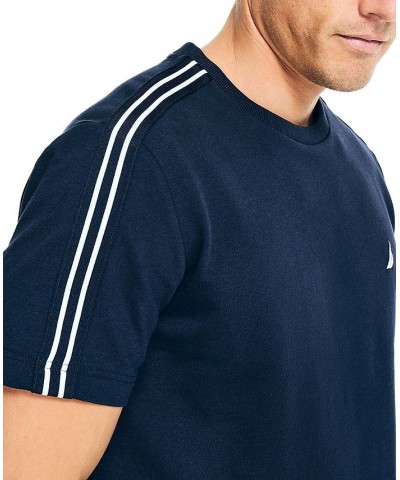 Men's Classic-Fit Shoulder-Stripe Short Sleeve Tee Shirt Blue $29.57 T-Shirts